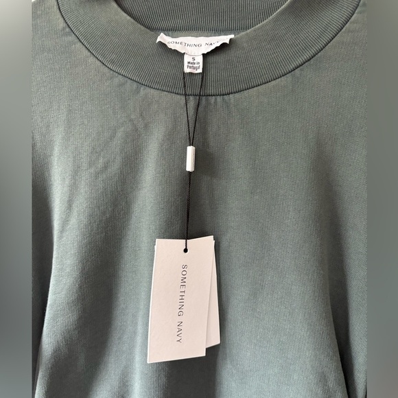 Something Navy Dark Green Ruched Sweatshirt dress size small NWT - Picture 6 of 9